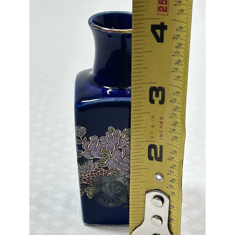 Vintage Small Kutani Style Miniature Cobalt Blue Bud Vase‎ 3.5